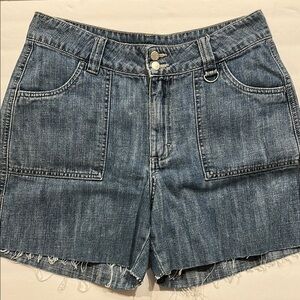 Lee Riders cut off raw edge distressed Denim Blue Jean  Shorts Size 8